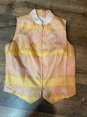 Peach & Yellow Paisley Satin Vest